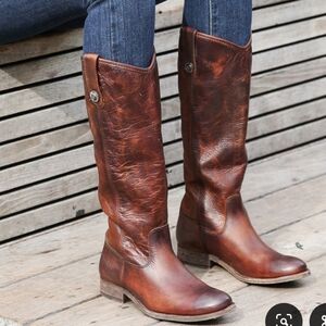 Frye Melissa Button Riding Boots Brown 6.5 Genuine leather women's knee high